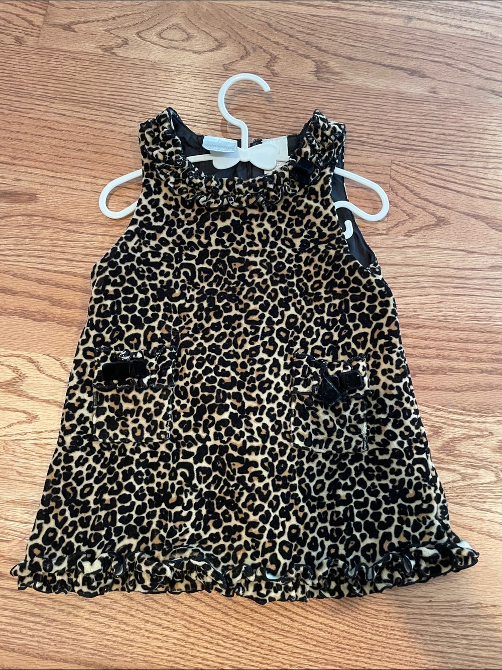 miniwear Leopard Print Velvet Dress in Tan & Black